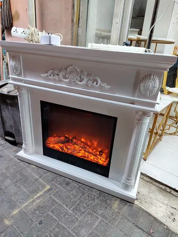 An artificial screen fire. Digital flames