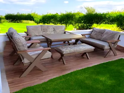 Big Nine Seater High Quality Brown Aluminium Garden Sofa Outdoor Sofa Set