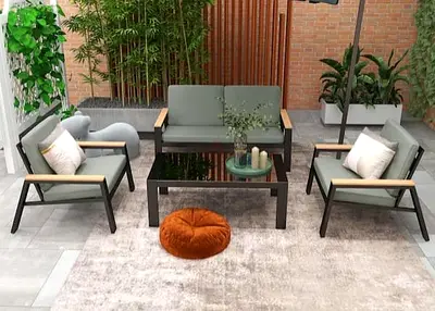 Beautiful 4 seater aluminium outdoor sofa set with a sleek table