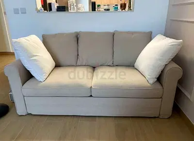 Comfortable Beige Sofa with 3 Cushions not white cushions