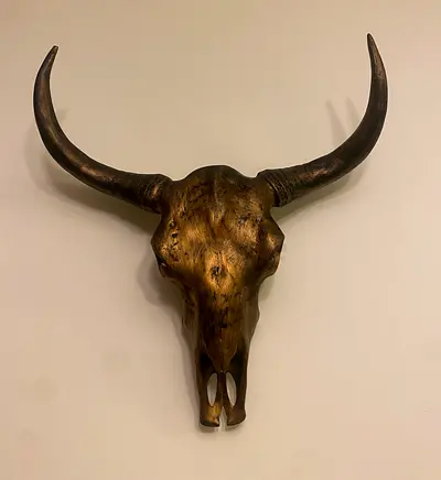 Antique Stunning Buffalo Skull with Horns Bronze finish - Art Decoration - Unique Wall Hanging Décor