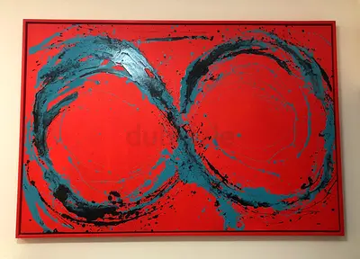 :    The Eternal Red Infinity– Modern Abstract Acrylic Painting on Canvas (Original Art, 190 x 127 c