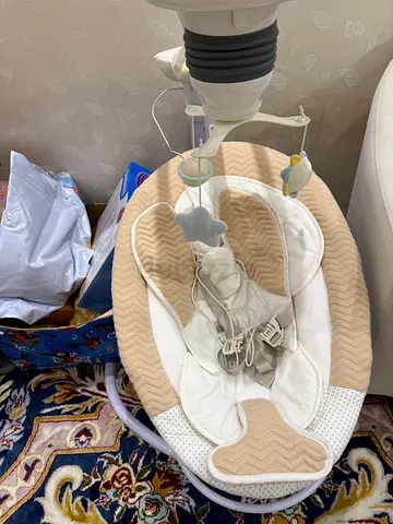 Gentle Baby Swing with Soothing Sounds and Soft Toys.