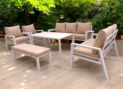 High-quality modern white aluminium outdoor lounge furniture set