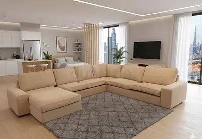 IKEA Kivik U-shaped luxury sofa beige color six seater