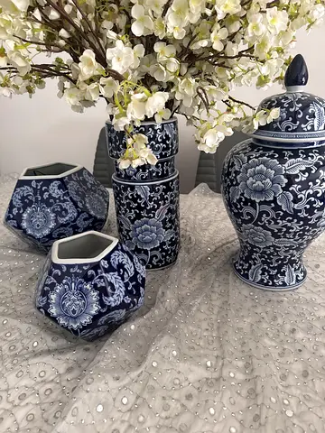 Elegant Blue and White Decorative Ceramic Vases