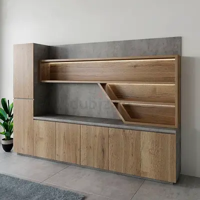 Modern Wooden Bookcase with Open Shelves