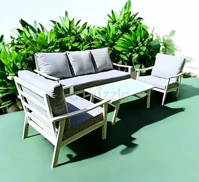 High-quality white aluminum outdoor garden lounge sofa seating set with table