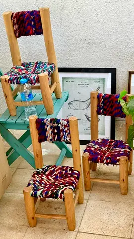 Children Handcrafted Colorful Wooden Chairs