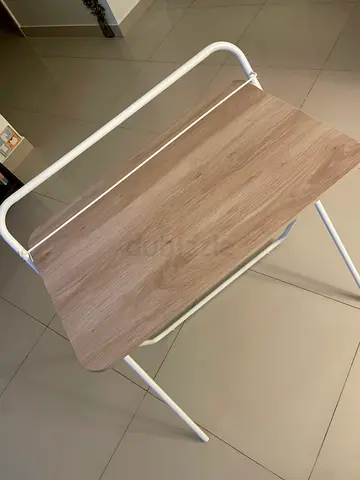 Foldable Laptop/Study Desk – Wood  White Metal Frame
