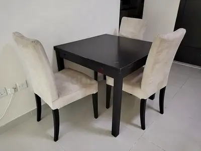 Extendable Black Dining Table with Chairs washable covers