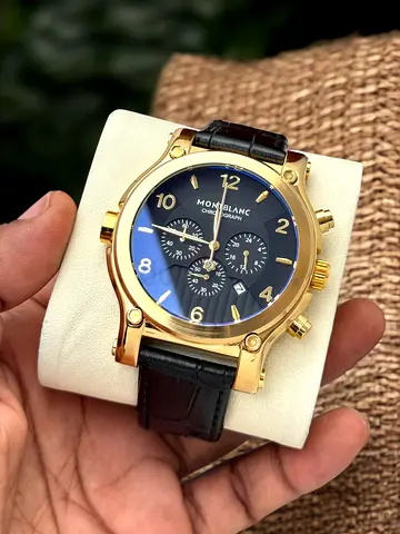 Elegant Montblanc Mens Watch in Gold and Black