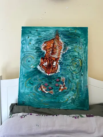 The Tiger of the koi lake painting
