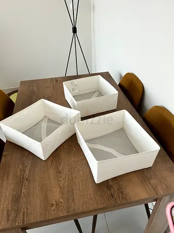3 White Storage Baskets 28cmx28cm