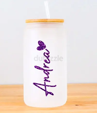 Personalized Frosted Water Bottle with Straw