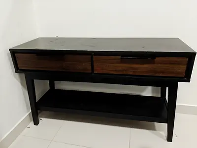 Stylish Black and Brown TV Stand with Storage
