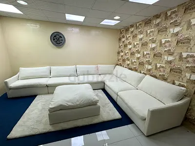 Feather filled cloud sofa with footstool