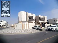 Corner villa for sale in Al Bahia. Ground floor, first floor, and roof. 6 bedrooms, living room, maj