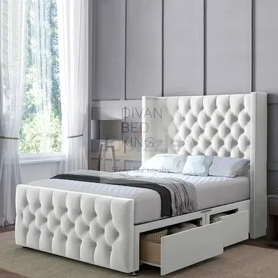 Elegant King Size Bed with Storage Drawers