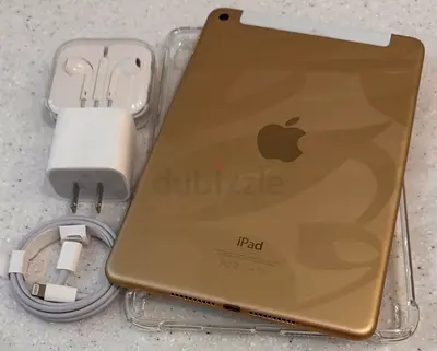 iPad Mini 4,128GB,Wifi  Cellular,Gold with Case,Screen Guard,EarPods and Charger