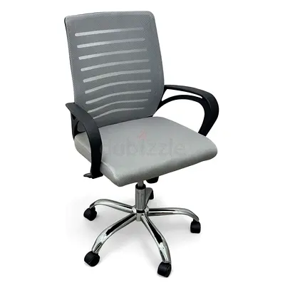 Ergonomic Mesh Office Chair Light Grey - Mid-Back Swivel Desk Chair with Chrome Base