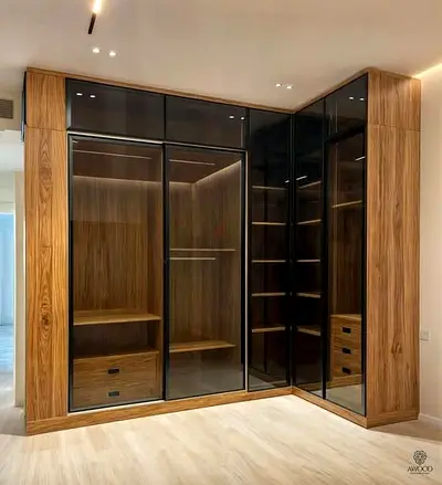 Sleek Modern Wardrobe with Wooden Finish