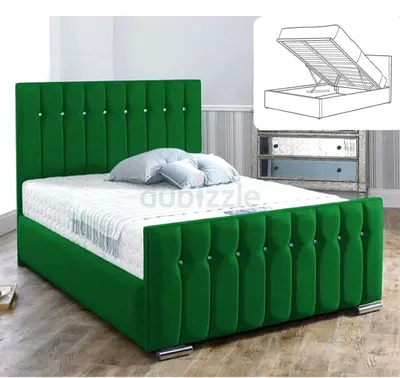 Elegant Green Upholstered Bed with Storage