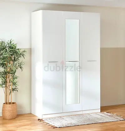 Elegant White Wardrobe with Mirror Front