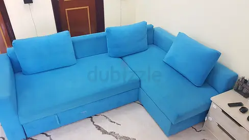 L-Sofa bed Blue Corner with storage