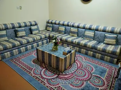 Comfortable Living Room Sofa Set with Colorful Rug