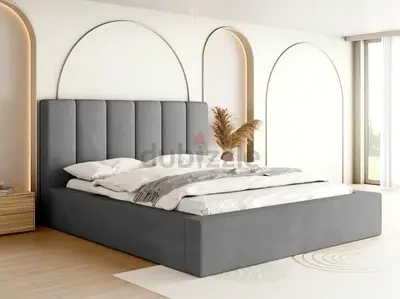 Elegant grey double bed frame with mattress storage bed double size bed twin size bed