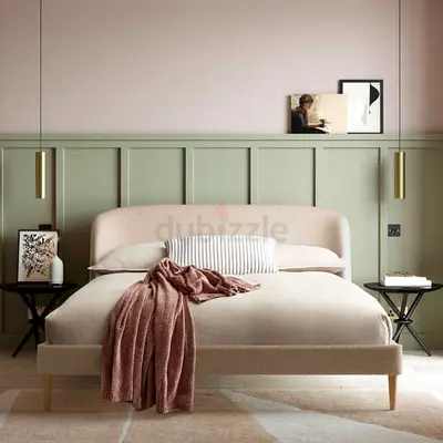 Upholstered  queen size Bed with Slatted Frame and Headboard, Upholstered Bed with Height