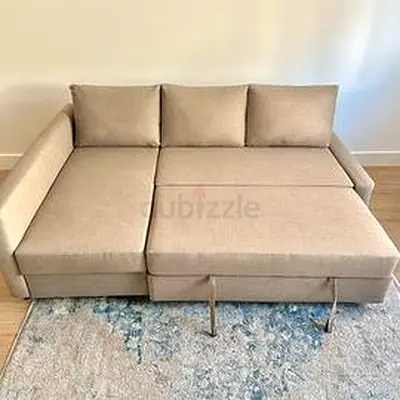 Comfortable Beige Sofa Bed with Storage