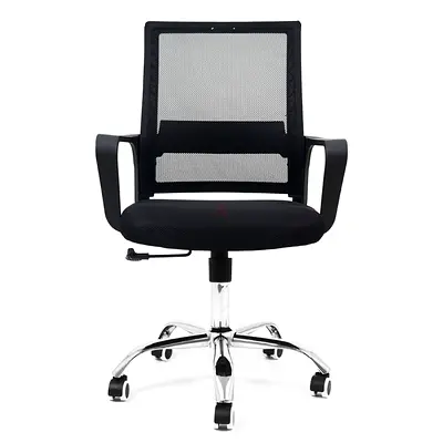 Ergonomic Black Mesh Office Chair with Chrome Base  Wheels