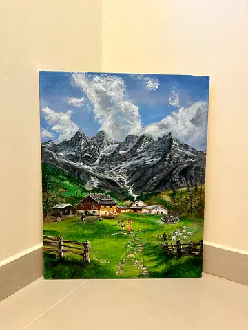 Handpainted original Mountain Landscape Painting on canvas 19x24inches