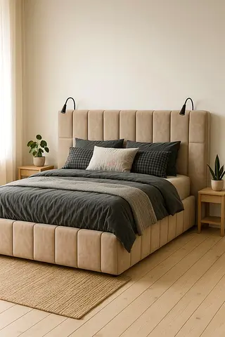 Modern and Comfortable Bed with Cozy Bedding
