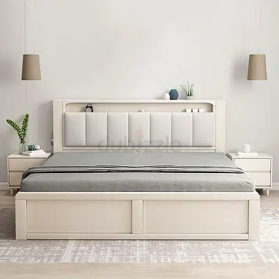 Elegant Modern Bed with Stylish Nightstands