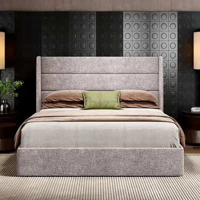 Stylish Modern Bed with Luxurious Headboard