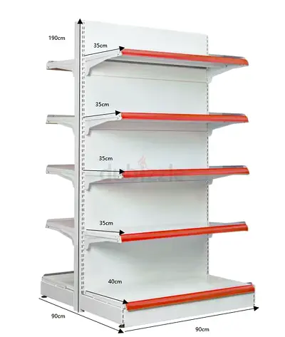 Supermarket Display Rack 190cm (Orange Trim) – 5 Layer Gondola Shelf