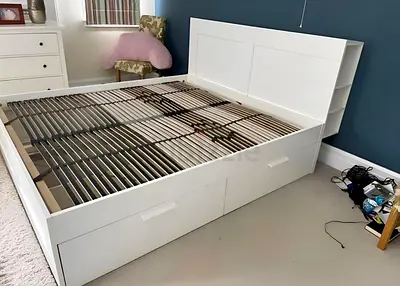 IKEA Brimnes Queen Size Bed Frame with Mattress – Great Condition  Modern Design