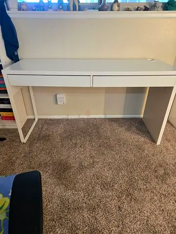 Sleek White Study Desk with Drawers