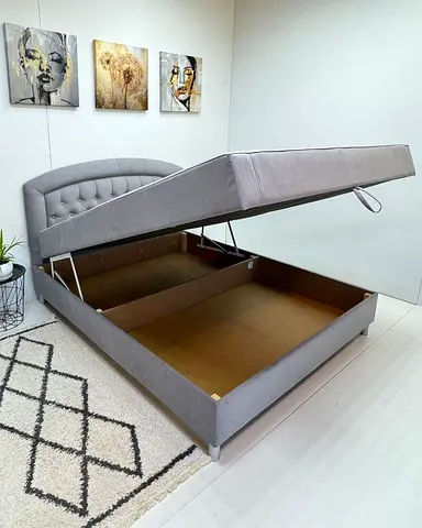 Stylish Grey Fabric Storage Bed with Lift-Up Mechanism