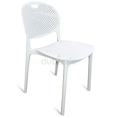 Modern Black Plastic Stackable Chair with Perforated Back