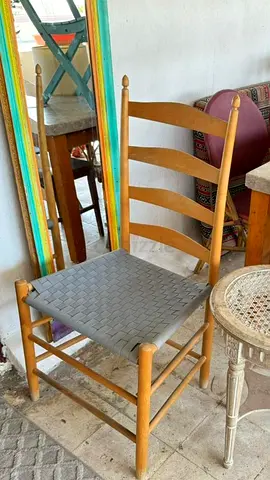 Vintage Wooden Chair with Woven Seat
