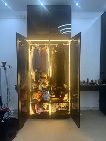 Stylish Wardrobe with Modern Lighting
