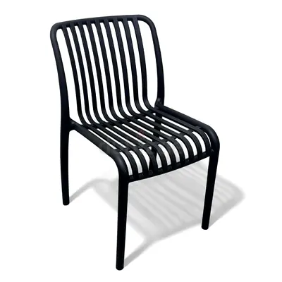 Durable Black Slatted Outdoor Armless Dining Chair