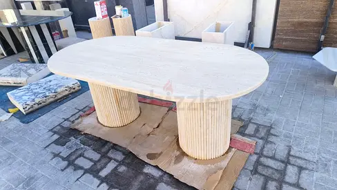 Elegant Modern Oval Spanish travertine table