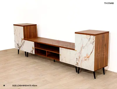 Stylish and Modern TV Stand with Marble Finish