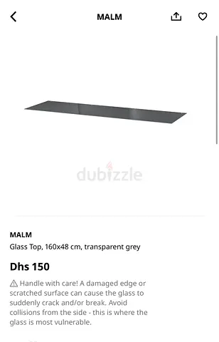 Top Glass for MALM 6 chest drawer