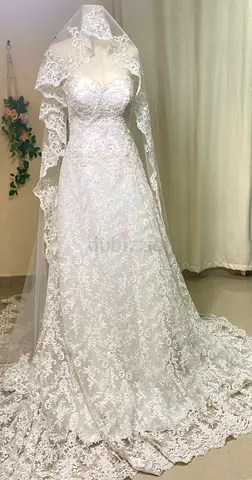 Elegant Lace Wedding Dress with Veil